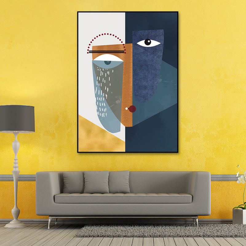 Brehn | Moderne Abstracte Gezicht Wandkunst Canvas Textuur Pastel Kleur Wanddecoratie voor Thuis