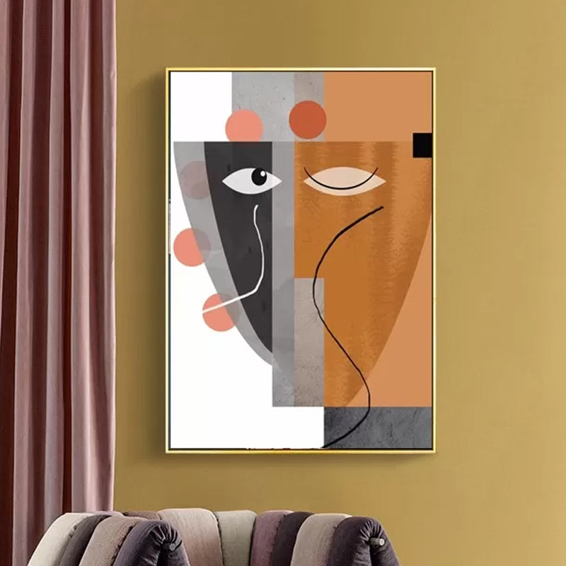 Brehn | Moderne Abstracte Gezicht Wandkunst Canvas Textuur Pastel Kleur Wanddecoratie voor Thuis