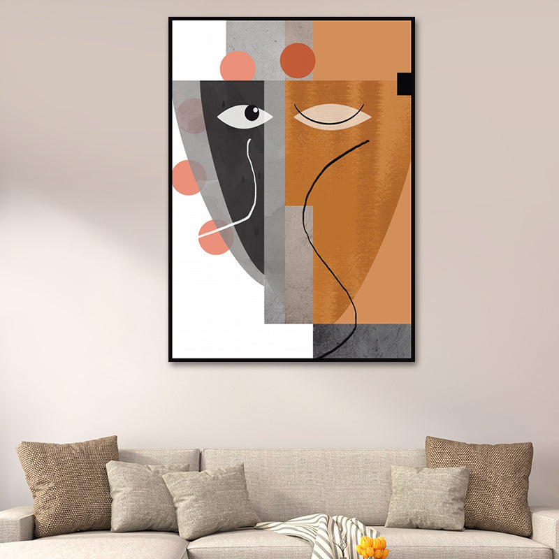 Brehn | Moderne Abstracte Gezicht Wandkunst Canvas Textuur Pastel Kleur Wanddecoratie voor Thuis