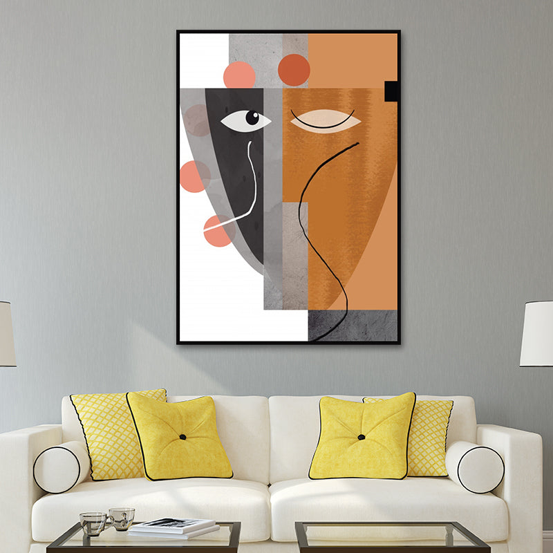 Brehn | Moderne Abstracte Gezicht Wandkunst Canvas Textuur Pastel Kleur Wanddecoratie voor Thuis