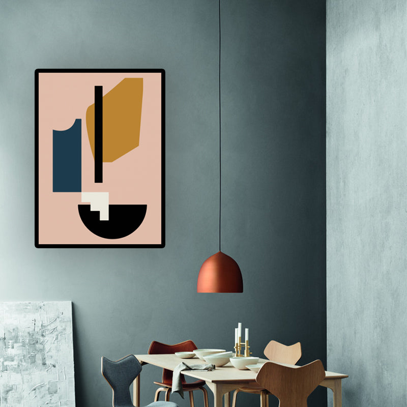 Brehn | Geometrische Formen Leinwand Texturiertes Nordisches Esszimmer Wandkunst in Rosa-Gelb
