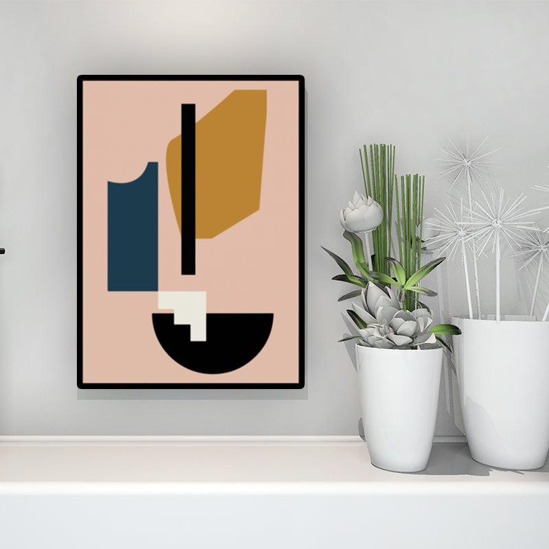 Brehn | Geometrische Formen Leinwand Texturiertes Nordisches Esszimmer Wandkunst in Rosa-Gelb