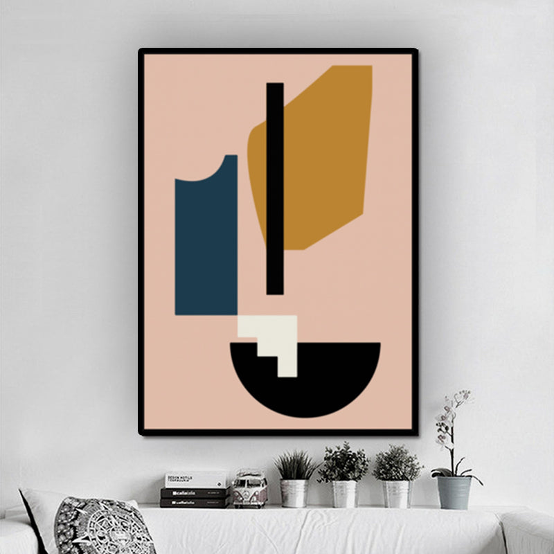 Brehn | Geometrische Formen Leinwand Texturiertes Nordisches Esszimmer Wandkunst in Rosa-Gelb