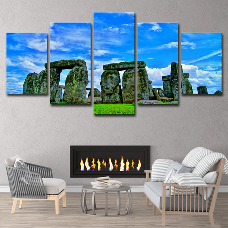 Brehn | Global Inspired Landmark Canvas Blau Stonehenge Landschaft Wandkunst für Schlafzimmer
