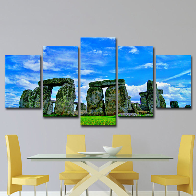 Brehn | Global Inspired Landmark Canvas Blau Stonehenge Landschaft Wandkunst für Schlafzimmer