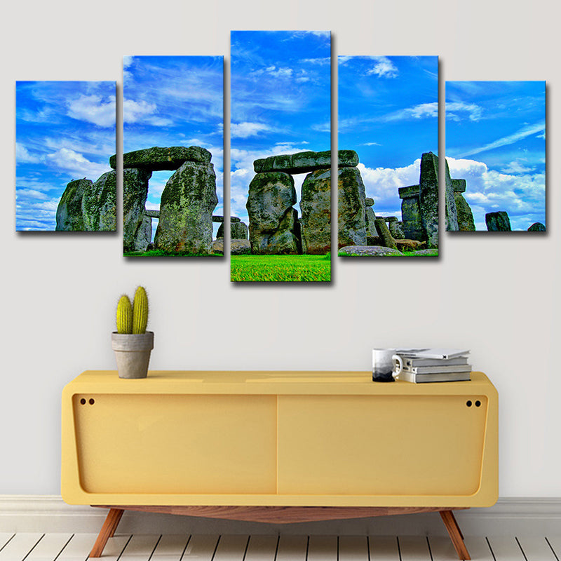 Brehn | Global Inspired Landmark Canvas Blau Stonehenge Landschaft Wandkunst für Schlafzimmer