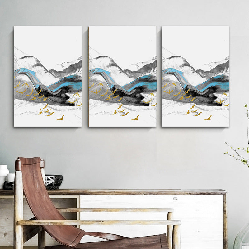 Brehn | Vogel, der über Berge fliegt, Gemälde, texturiert, Moderne, Esszimmer, Wandkunst, Dekor