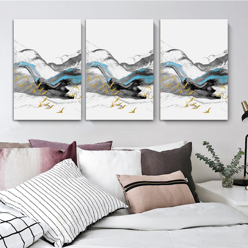 Brehn | Vogel, der über Berge fliegt, Gemälde, texturiert, Moderne, Esszimmer, Wandkunst, Dekor
