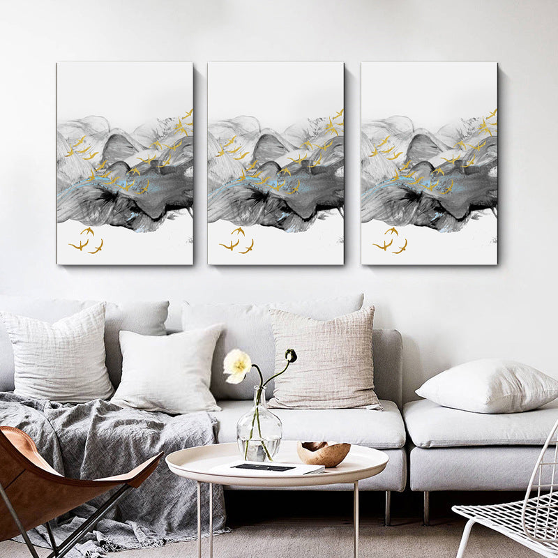 Brehn | Vogel, der über Berge fliegt, Gemälde, texturiert, Moderne, Esszimmer, Wandkunst, Dekor