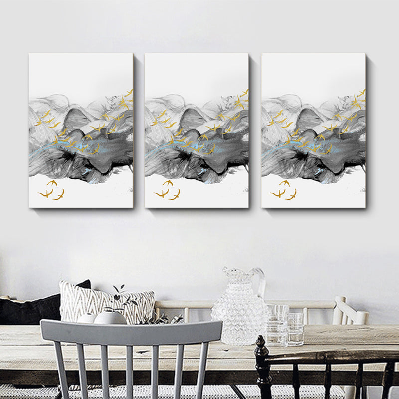 Brehn | Vogel, der über Berge fliegt, Gemälde, texturiert, Moderne, Esszimmer, Wandkunst, Dekor