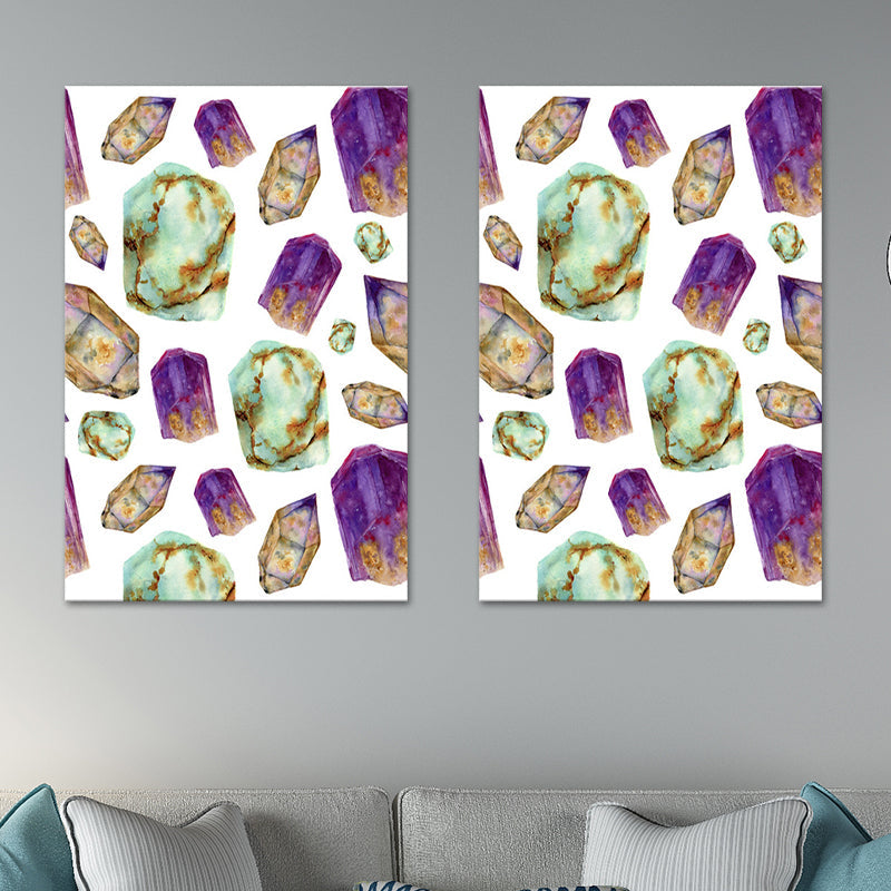 Brehn | Achat-Leinwand Wandkunst für Zuhause Geometrisches Gemälde in Multi-Farbe, Textur-Oberfläche