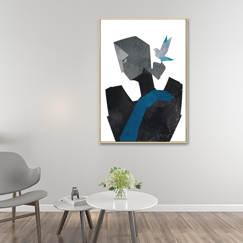 Brehn | Leinwandstruktur Malerei Nordischer Gentleman, der eine herzförmige Blume hält Wandkunst