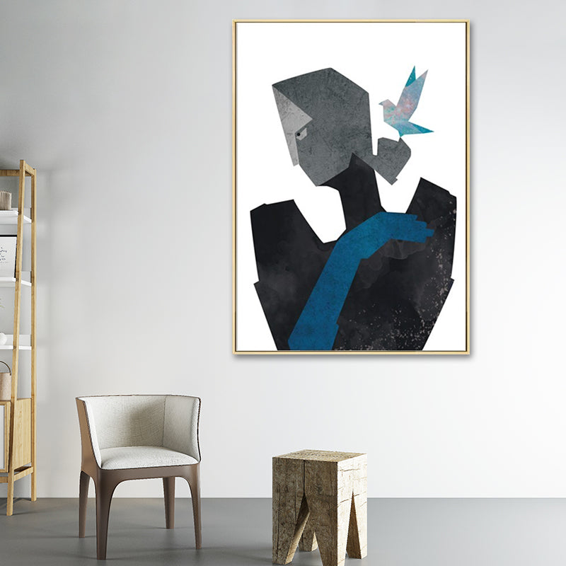 Brehn | Leinwandstruktur Malerei Nordischer Gentleman, der eine herzförmige Blume hält Wandkunst