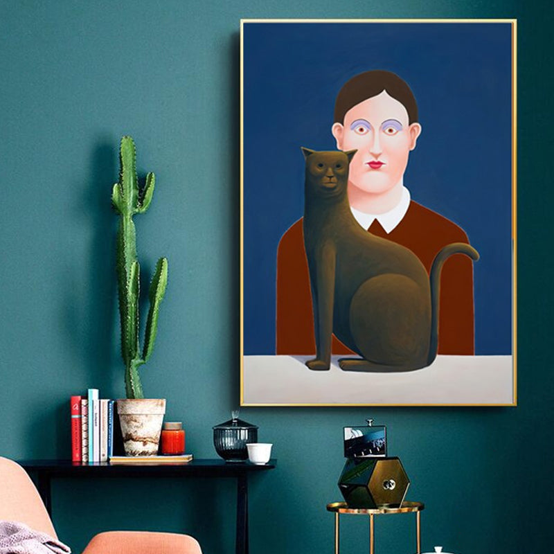 Brehn | Figurative Schilderkunst Canvas Art Textuuroppervlak Modernistische Woonkamer Wanddecoratie in Zachte Kleur