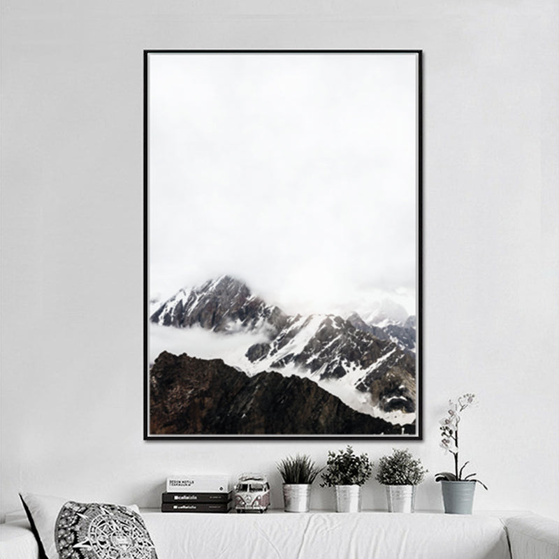 Brehn | Leinwand Texturiertes Kunstwerk Vintage Stil Nebeliger Felsenberg Wanddekoration für Schlafzimmer