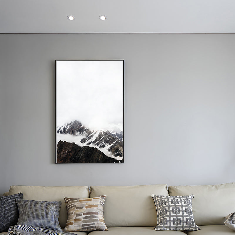 Brehn | Leinwand Texturiertes Kunstwerk Vintage Stil Nebeliger Felsenberg Wanddekoration für Schlafzimmer