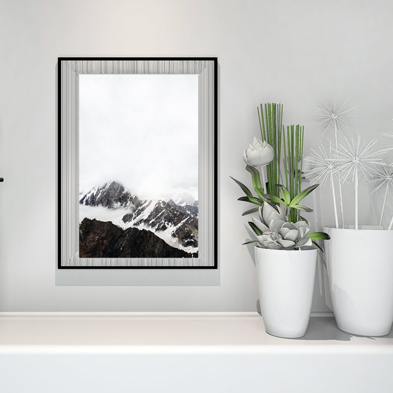 Brehn | Leinwand Texturiertes Kunstwerk Vintage Stil Nebeliger Felsenberg Wanddekoration für Schlafzimmer