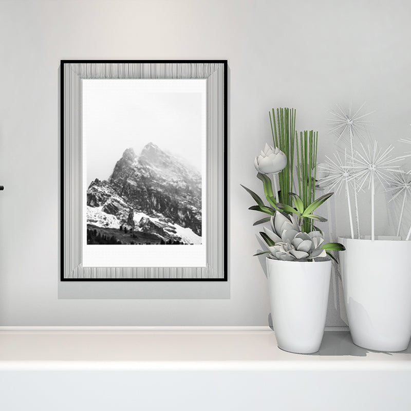 Brehn | Leinwand Texturiertes Kunstwerk Vintage Stil Nebeliger Felsenberg Wanddekoration für Schlafzimmer