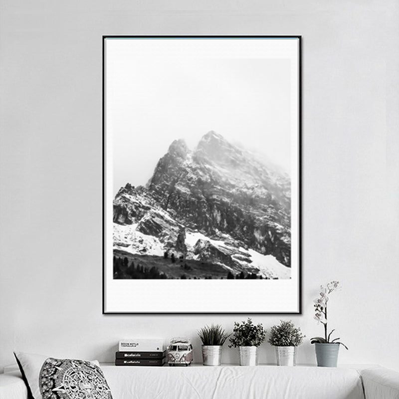 Brehn | Leinwand Texturiertes Kunstwerk Vintage Stil Nebeliger Felsenberg Wanddekoration für Schlafzimmer