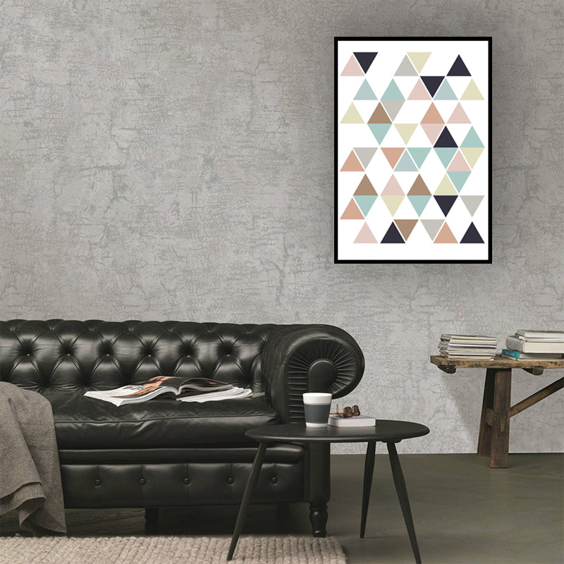 Brehn | Multifarbige Dreiecksmosaik-Wandkunst Texturiertes Nordisches Wohnzimmer-Leinwand auf Weiß