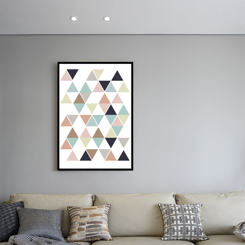 Brehn | Multifarbige Dreiecksmosaik-Wandkunst Texturiertes Nordisches Wohnzimmer-Leinwand auf Weiß