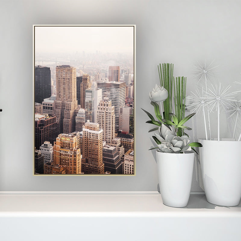 Brehn | Texturierte Stadtlandschaft Wandkunstprint Moderner Stil Leinwanddekoration für Wohnzimmer