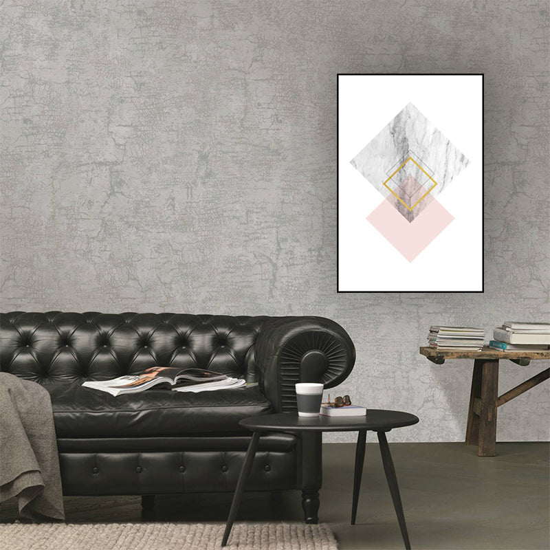 Brehn | Rosa Rautenmuster Canvas Texturiert Nordisch Mädchen Schlafzimmer Wandkunst Druck auf Weiß