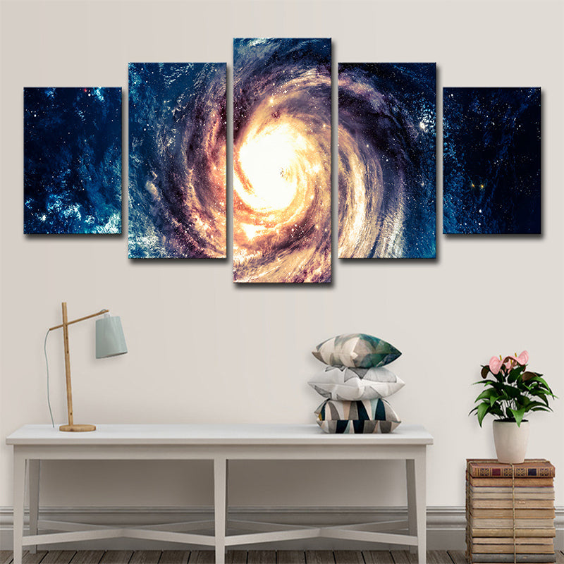 Brehn | Blauwe Ruimte Galaxy Canvas Print Multi-Stuk Moderne Stijl Woonkamer Wandkunst
