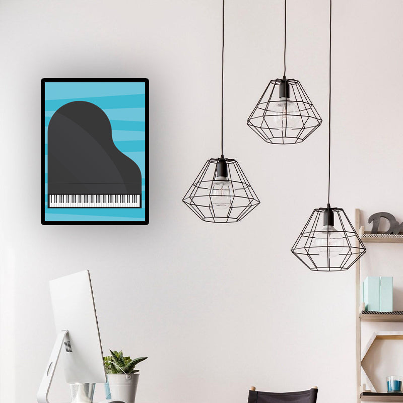 Brehn | Minimalistische Klavier Wanddekoration Schwarze und Weiße Texturierte Leinwanddruck für das Wohnzimmer