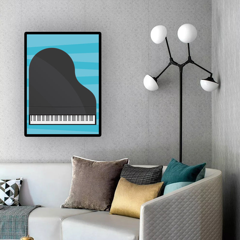 Brehn | Minimalistische Klavier Wanddekoration Schwarze und Weiße Texturierte Leinwanddruck für das Wohnzimmer