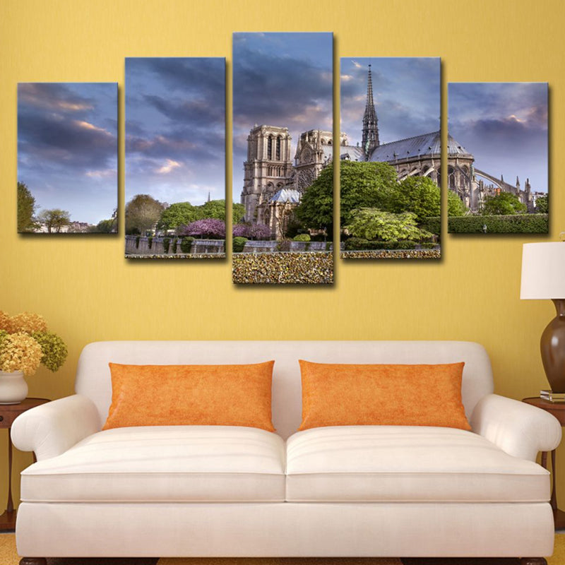Brehn | Lila Dunkle Wolkenlandschaft Leinwand Notre Dame De Paris Moderne Mehrteilige Wandkunst