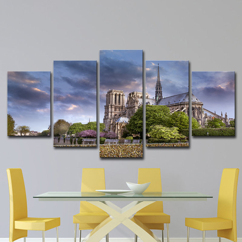 Brehn | Lila Dunkle Wolkenlandschaft Leinwand Notre Dame De Paris Moderne Mehrteilige Wandkunst