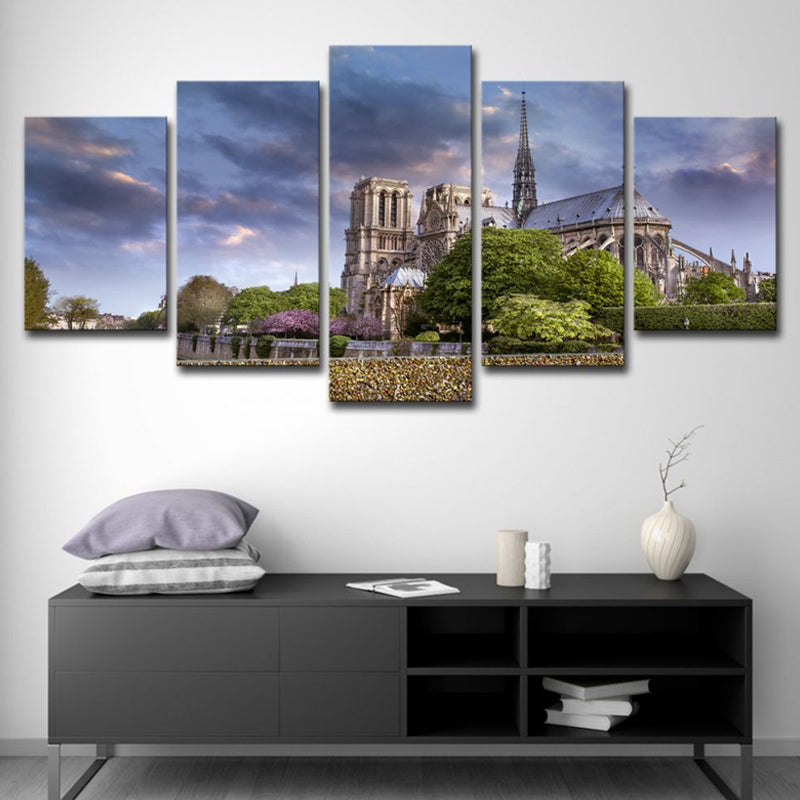 Brehn | Lila Dunkle Wolkenlandschaft Leinwand Notre Dame De Paris Moderne Mehrteilige Wandkunst