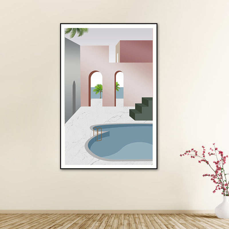 Brehn | Schwimmbad Wandkunst Weiche Farben Leinwandmalerei für Wohnzimmer, Texturiert