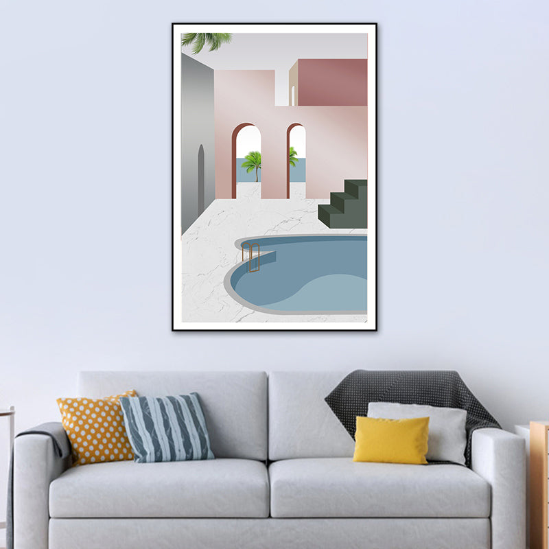 Brehn | Schwimmbad Wandkunst Weiche Farben Leinwandmalerei für Wohnzimmer, Texturiert