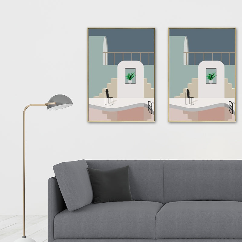 Brehn | Schwimmbad Wandkunst Weiche Farben Leinwandmalerei für Wohnzimmer, Texturiert