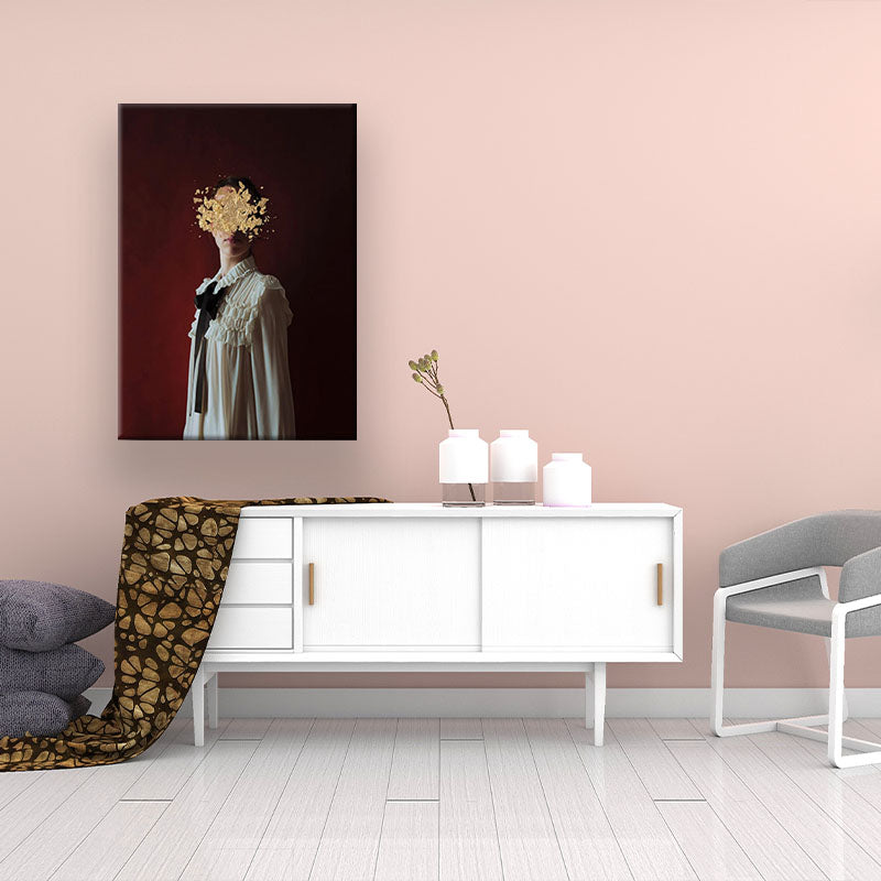 Brehn | Schöne Frau und Blumen Leinwandkunst für Schlafzimmer Figuren Druck Wanddekoration in Rot