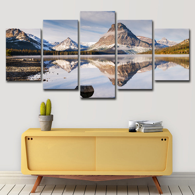 Brehn | Bergsee Spiegelung Landschaft Leinwand Wandkunst Modernismus Mehrteilige Wanddeko