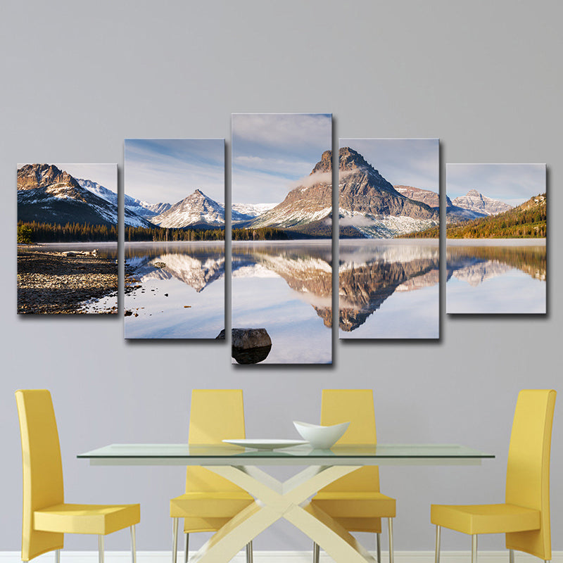 Brehn | Bergsee Spiegelung Landschaft Leinwand Wandkunst Modernismus Mehrteilige Wanddeko