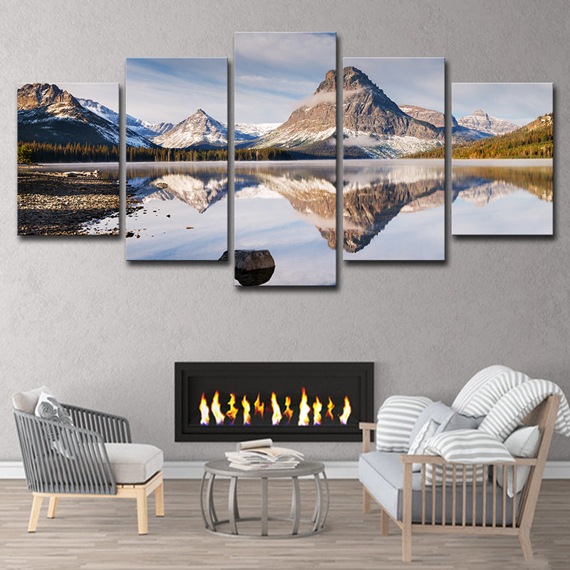 Brehn | Bergsee Spiegelung Landschaft Leinwand Wandkunst Modernismus Mehrteilige Wanddeko