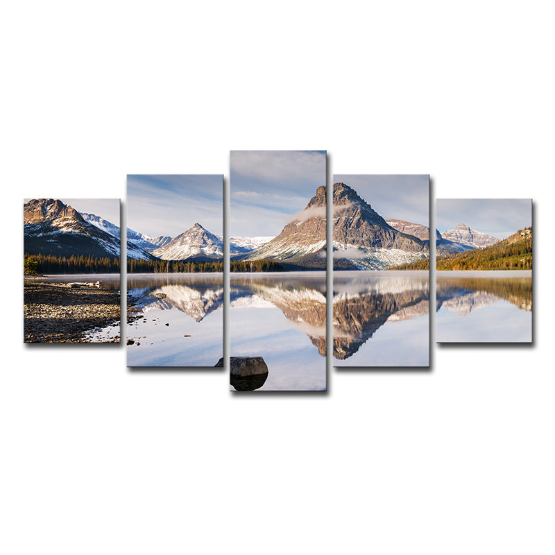 Brehn | Bergsee Spiegelung Landschaft Leinwand Wandkunst Modernismus Mehrteilige Wanddeko