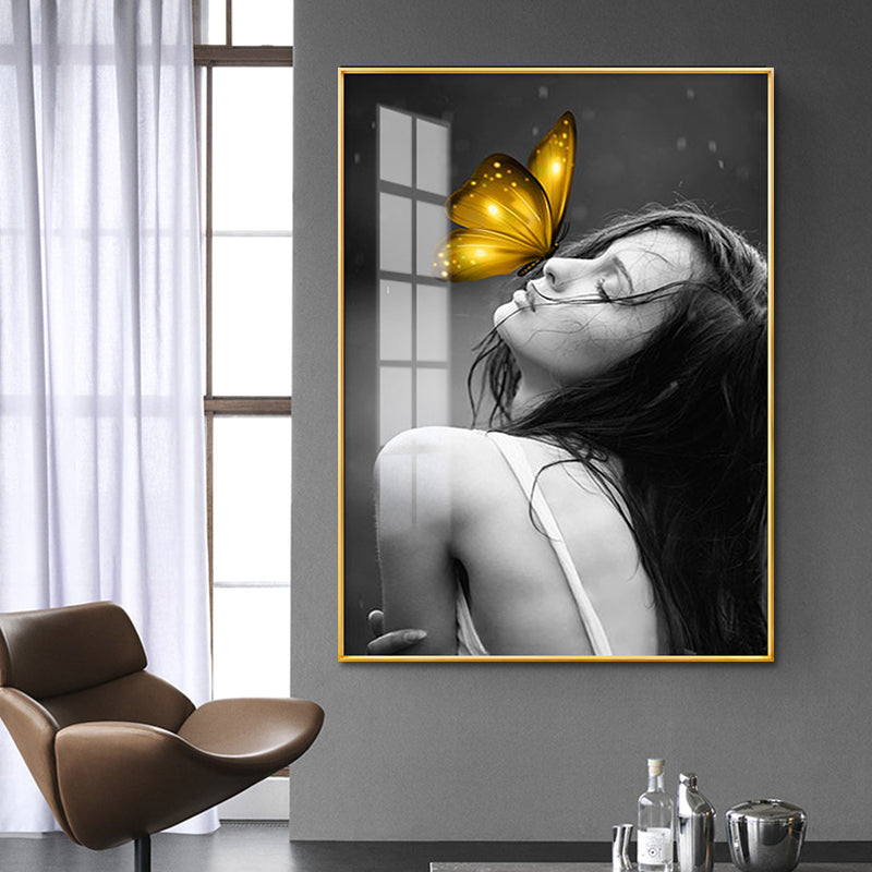 Brehn | Glam Girl Print Wandkunst Leinwand Texturiert Dunkle Farbe Wanddeko für Wohnzimmer
