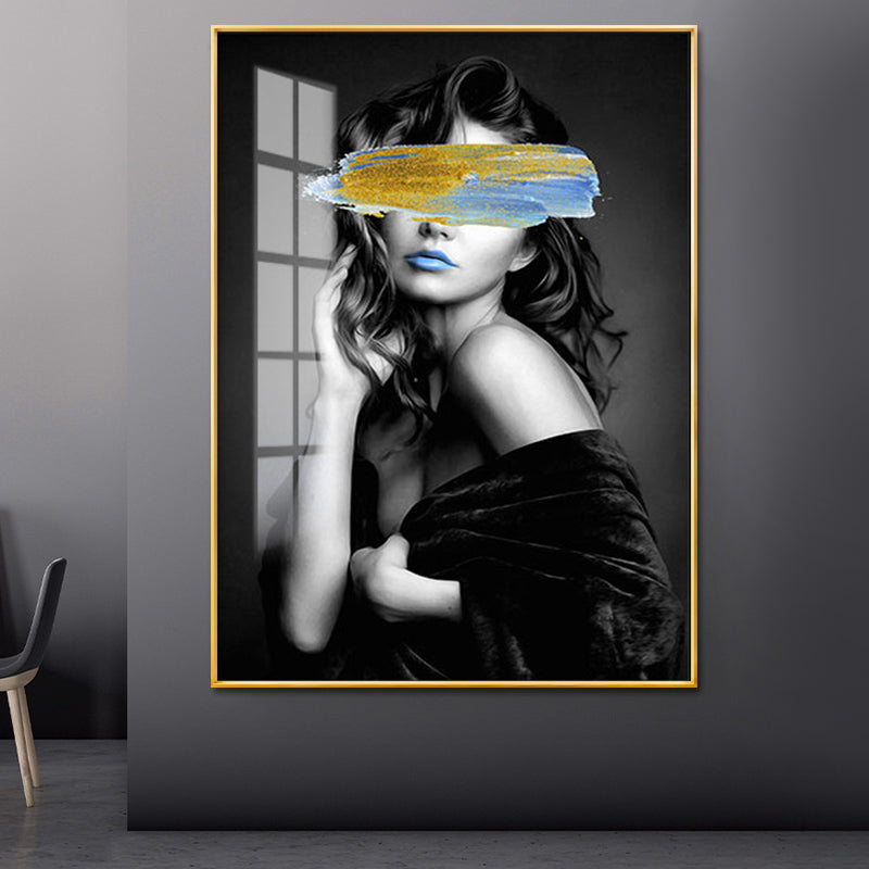Brehn | Glam Girl Print Wandkunst Leinwand Texturiert Dunkle Farbe Wanddeko für Wohnzimmer