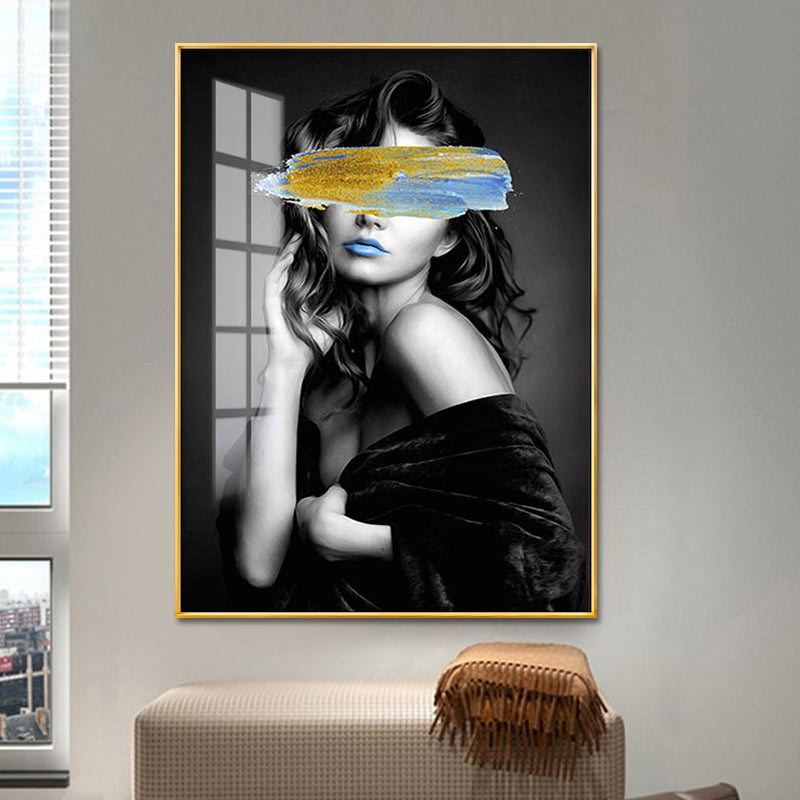 Brehn | Glam Girl Print Wandkunst Leinwand Texturiert Dunkle Farbe Wanddeko für Wohnzimmer