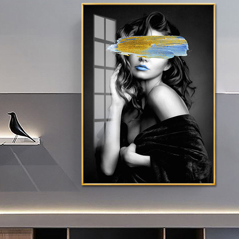 Brehn | Glam Girl Print Wandkunst Leinwand Texturiert Dunkle Farbe Wanddeko für Wohnzimmer