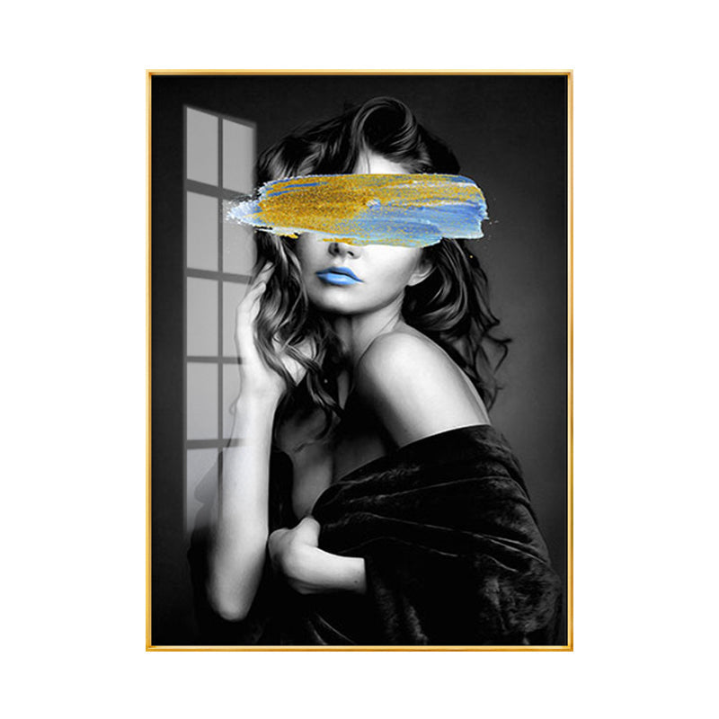 Brehn | Glam Girl Print Wandkunst Leinwand Texturiert Dunkle Farbe Wanddeko für Wohnzimmer