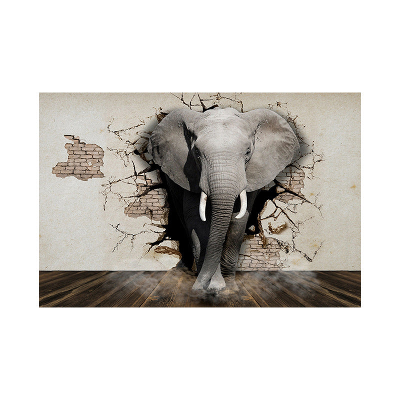 Brehn | Graue Afrikanische Elefant Leinwand Wandkunst Wildtier Moderne Texturierte Wanddekoration