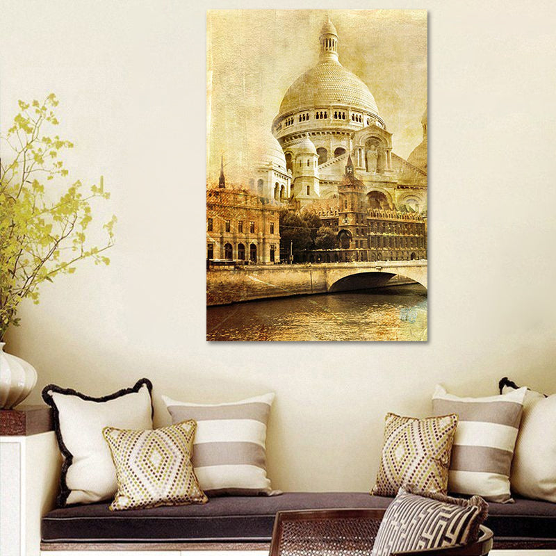 Brehn | Global Inspirierte Schloss Wandkunst Braune Wohnzimmer Leinwand, Texturierte Oberfläche