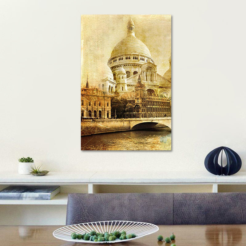 Brehn | Global Inspirierte Schloss Wandkunst Braune Wohnzimmer Leinwand, Texturierte Oberfläche
