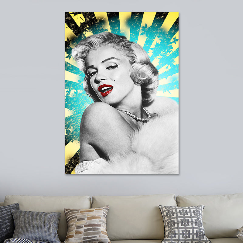 Brehn | Texturiertes Marilyn Monroe Wanddekor Glam Leinwanddruck in dunkler Farbe für den Raum